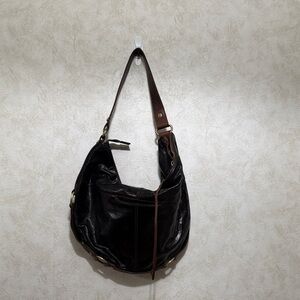 HOBO Black and Brown Leather Hobo Bag